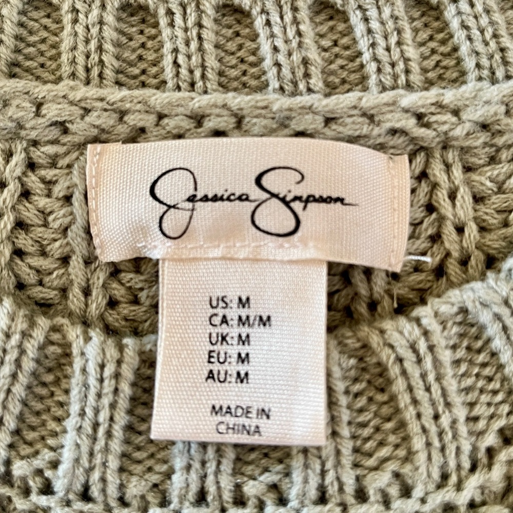 Jessica Simpson Textured Cropped Women’s Knit Sweater - Sage - Oversized Medium - Picture 4 of 4